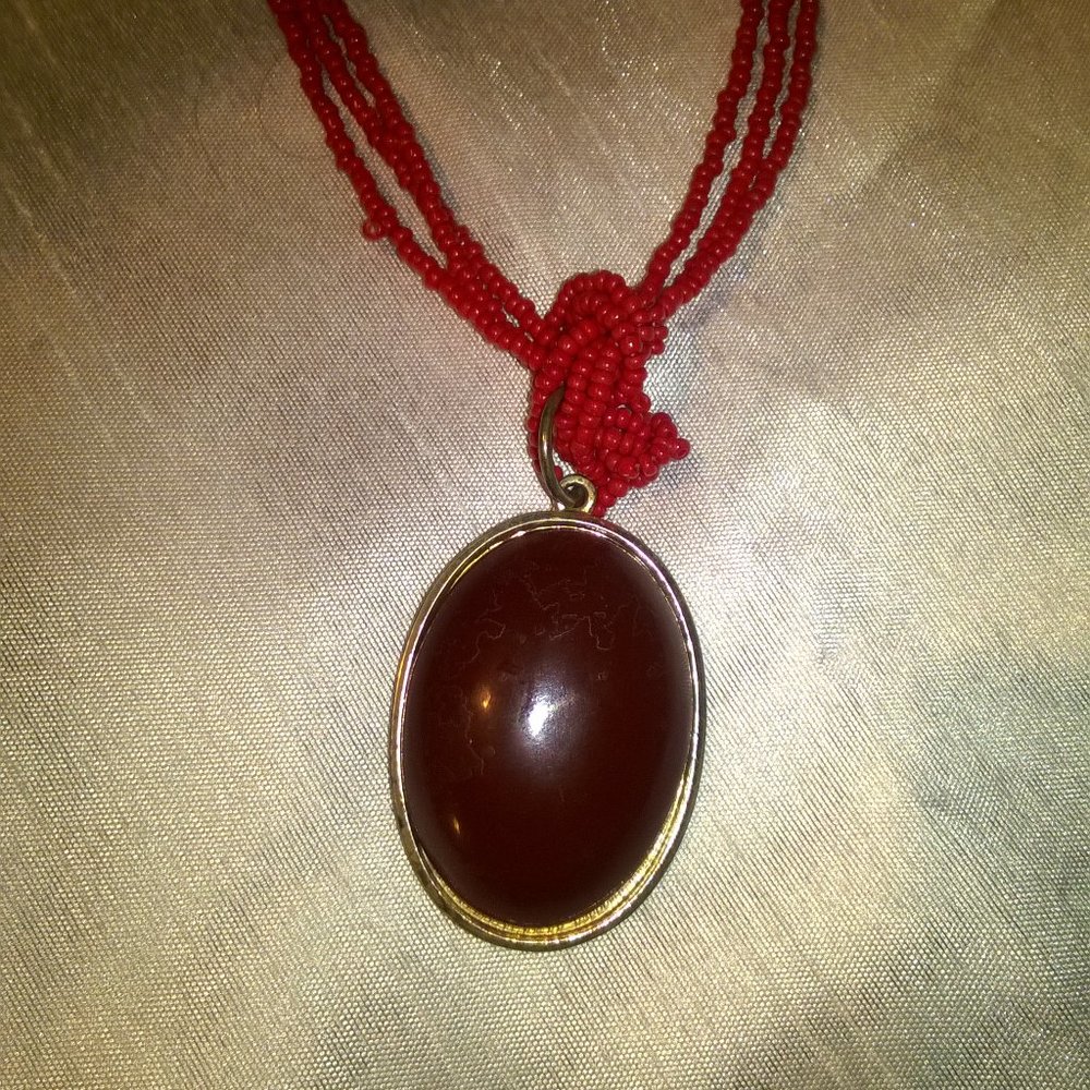 Burnt Orange Beaded Necklace